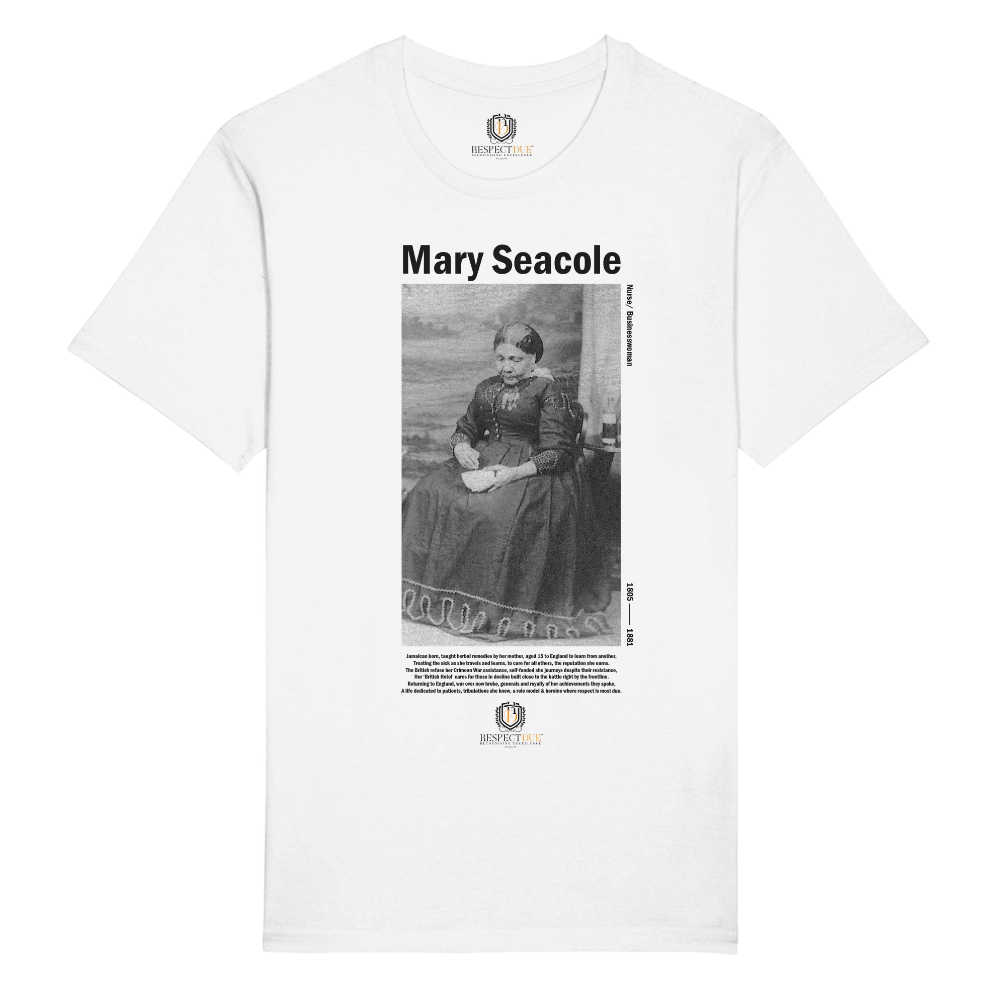 Mary Seacole on a 100% certified organic tee.