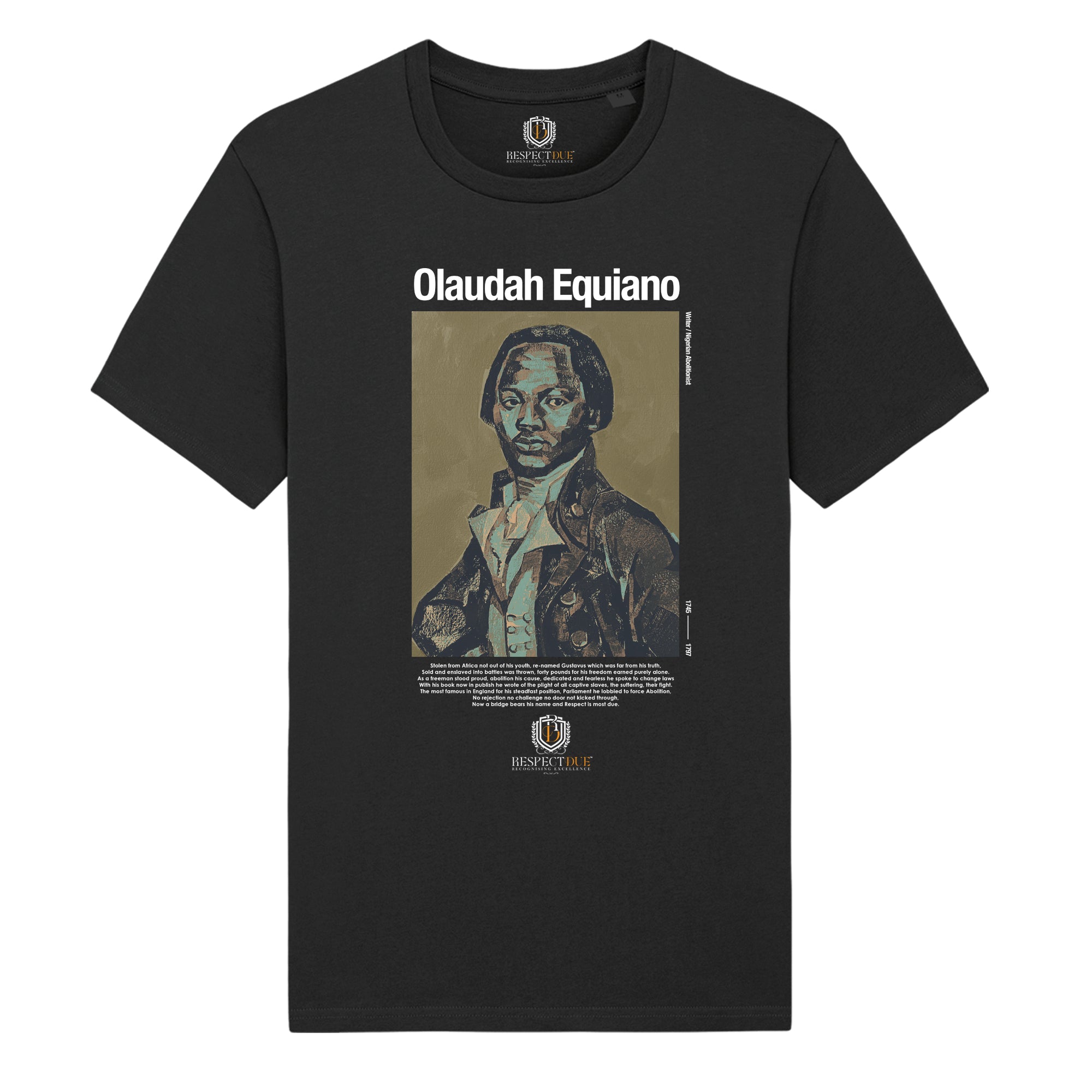 Olaudah Equiano on a 100% certified organic tee